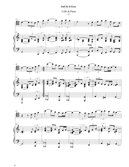 Billy Joel And So It Goes For Cello And Piano Page 2