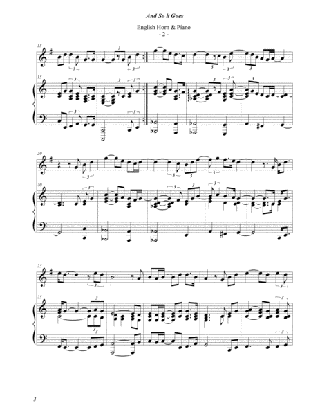 Billy Joel And So It Goes For English Horn Piano Page 2