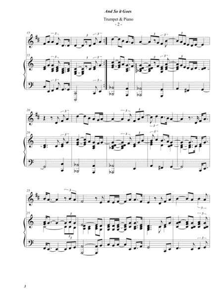 Billy Joel And So It Goes For Trumpet Piano Page 2