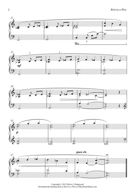 Bird On A Wire Jazz Swing Waltz Solo Piano Page 2