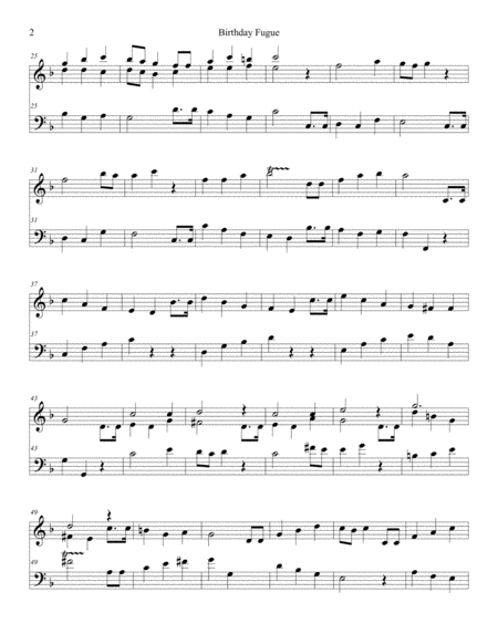 Birthday Fugue Piano Solo Page 2