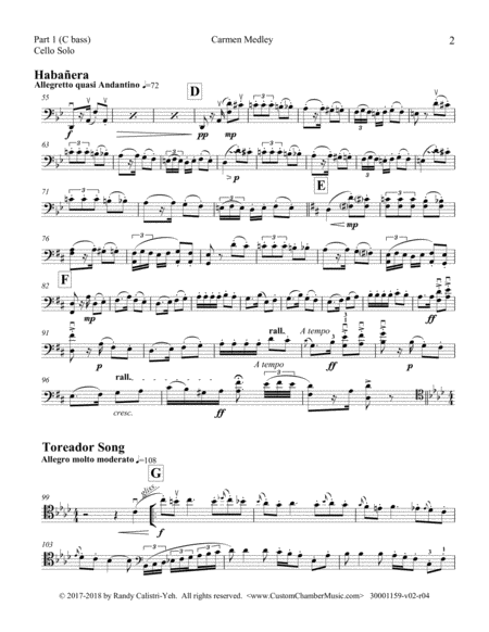 Bizet Carmen Medley For Solo Cello Or Viola Page 2