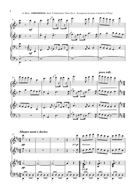 Bizet Farandole From L Arlesienne Suite No 2 Piano 4 Hands Page 2