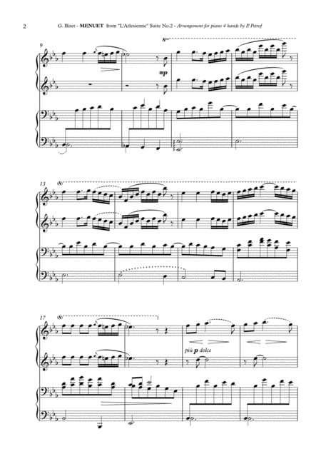 Bizet Menuet From L Arlesienne Suite No 2 Piano 4 Hands Page 2