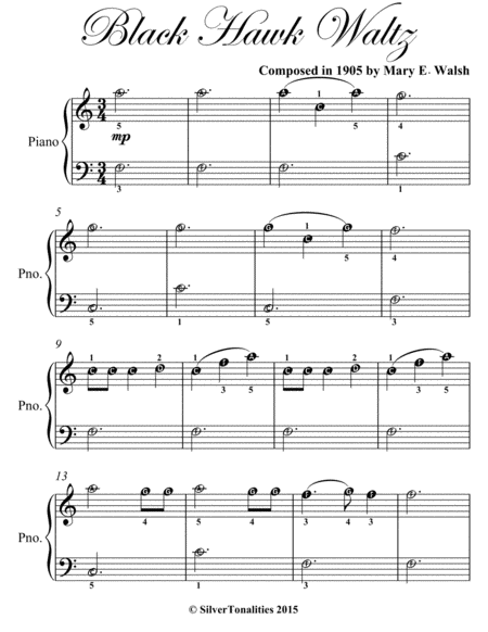 Black Hawk Waltz Easiest Piano Sheet Music Page 2