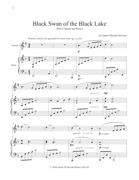 Black Swan Of The Black Lake Solo Clarinet Piano Page 2