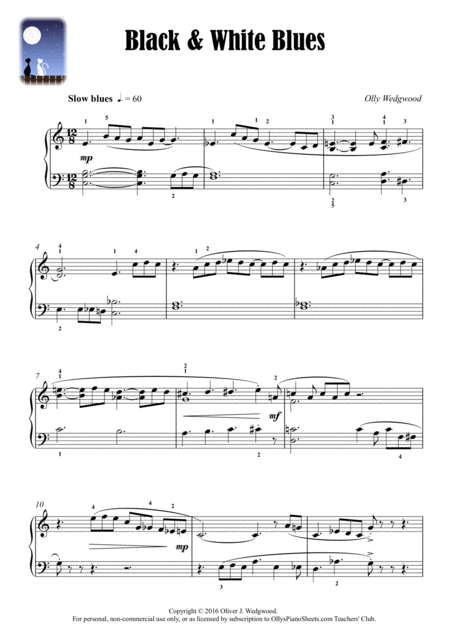 Black White Blues Slow Blues Piano Solo Page 2