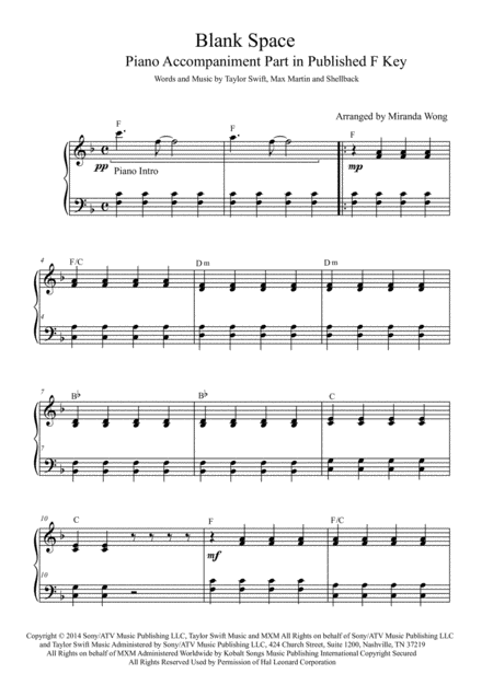 Blank Space Cello And Piano Accompaniment Part With Chords Page 2