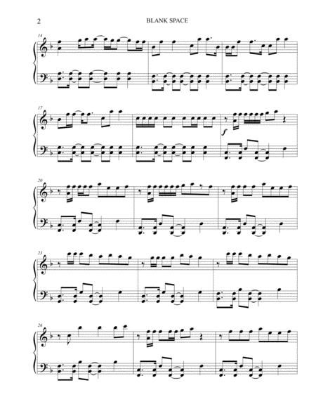 Blank Space Simplified Piano Solo Taylor Swift Page 2