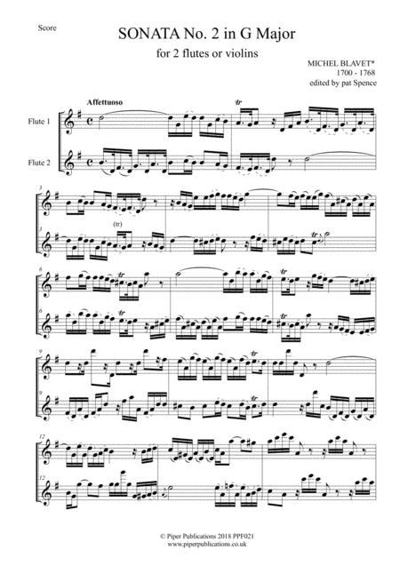 Blavet Sonata No 2 In G Major For 2 Flutes Page 2