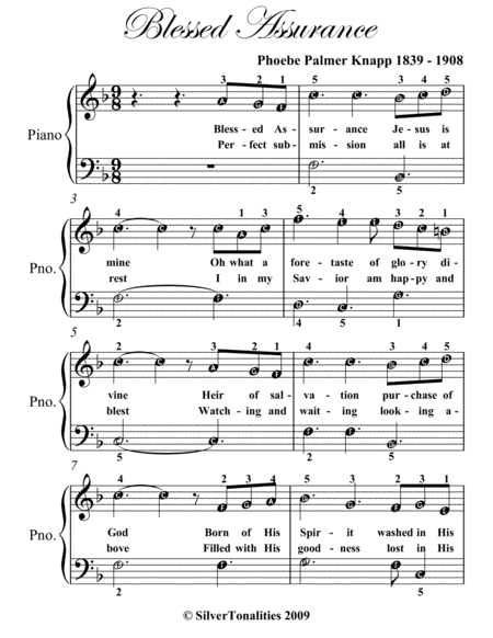 Blessed Assurance Easy Piano Sheet Music Page 2