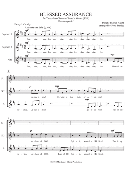 Blessed Assurance Ssa A Cappella Page 2