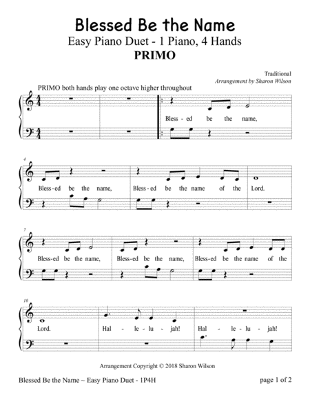 Blessed Be The Name Easy Piano Duet 1 Piano 4 Hands Page 2