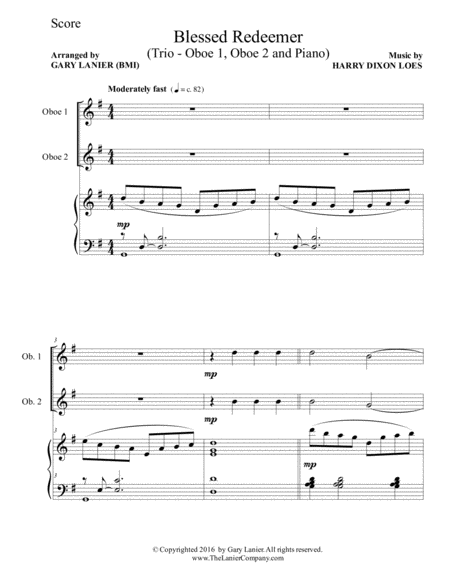 Blessed Redeemer Trio Oboe 1 Oboe 2 Piano With Score Parts Page 2