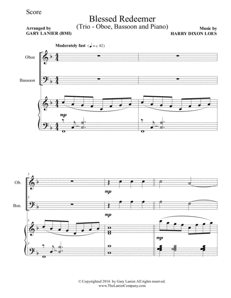 Blessed Redeemer Trio Oboe Bassoon Piano With Score Parts Page 2