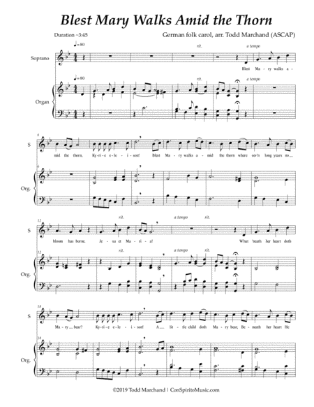 Blest Mary Walks Amid The Thorn Advent Carol For Soprano And Organ Page 2