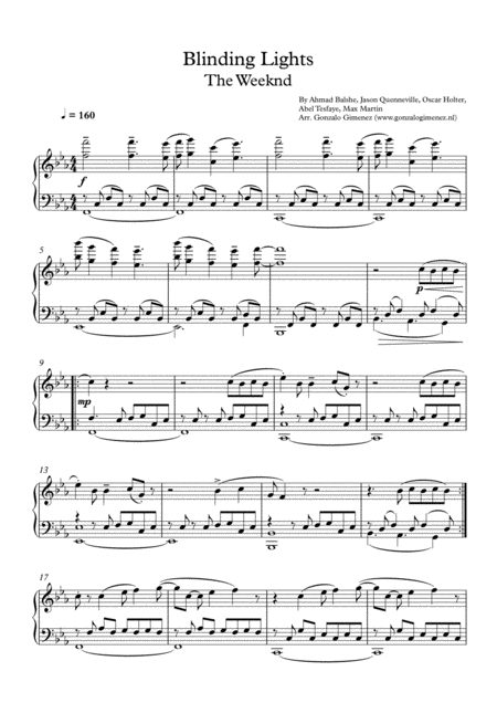 Blinding Lights The Weeknd Solo Piano Advanced Intermediate Level Page 2