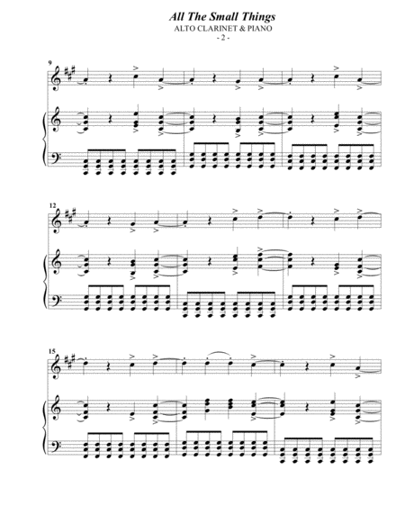 Blink 182 All The Small Things For Alto Clarinet Piano Page 2