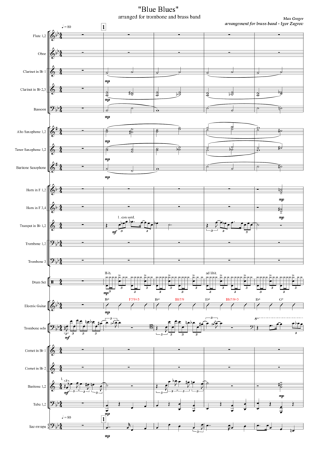 Blue Blues Arranged For Trombone And Brass Band Page 2