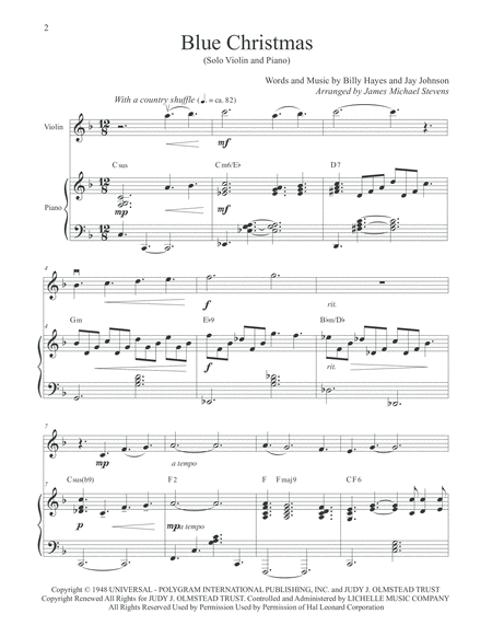 Blue Christmas By Elvis Presley Violin Piano Page 2