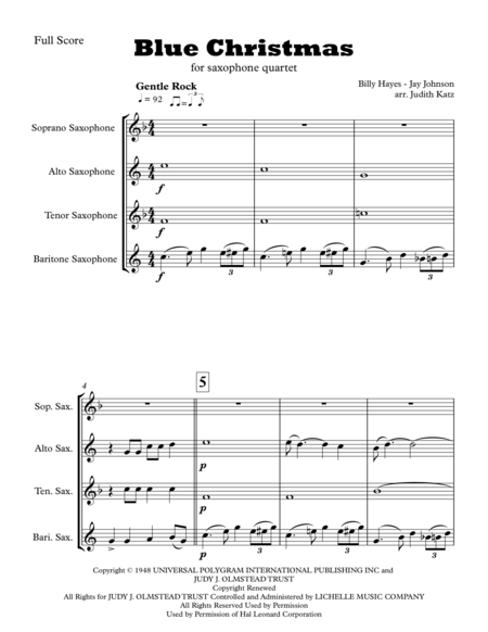 Blue Christmas For Saxophone Quartet Page 2