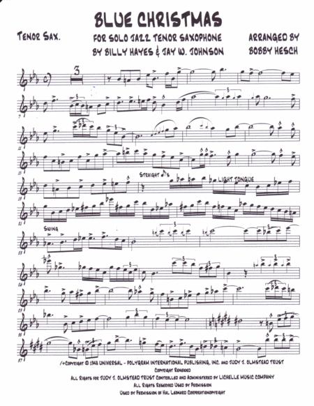 Blue Christmas For Solo Jazz Tenor Saxophone Page 2