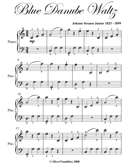 Blue Danube Waltz Easy Piano Sheet Music Page 2