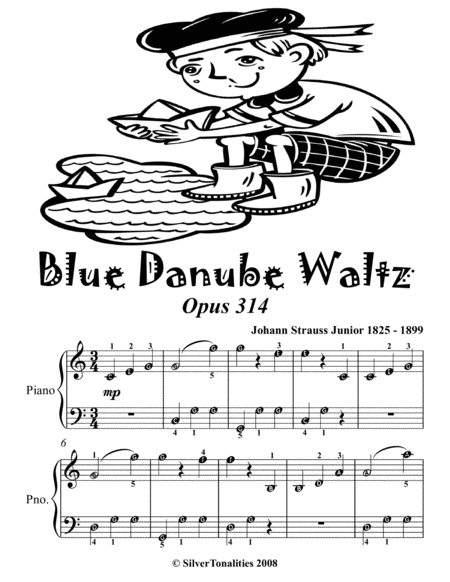 Blue Danube Waltz Opus 314 Easiest Piano Sheet Music Tadpole Edition Page 2