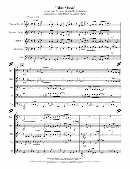 Blue Moon For Brass Quintet Page 2