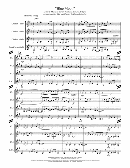 Blue Moon For Clarinet Quartet Page 2