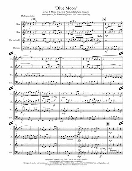 Blue Moon For Woodwind Quartet Page 2