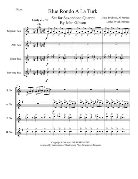 Blue Rondo Ala Turk Dave Brubeck Sax Quartet Page 2