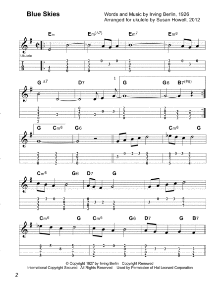 Blue Skies Ukulele Instrumental In G Major Page 2