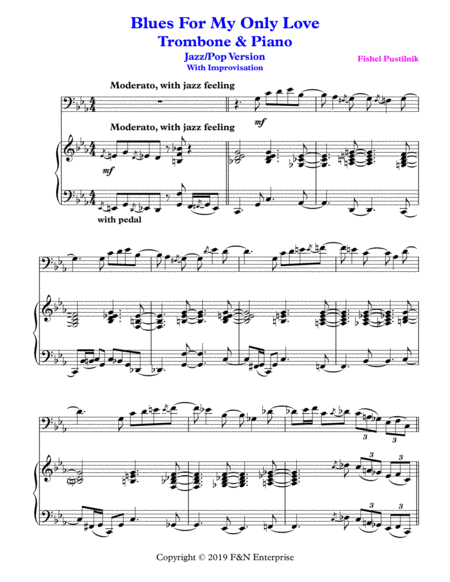 Blues For My Only Love Piano Background For For Trombone And Piano With Improvisation Video Page 2