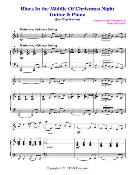 Blues In The Middle Of Christmas Night Piano Background For Guitar And Piano Video Page 2