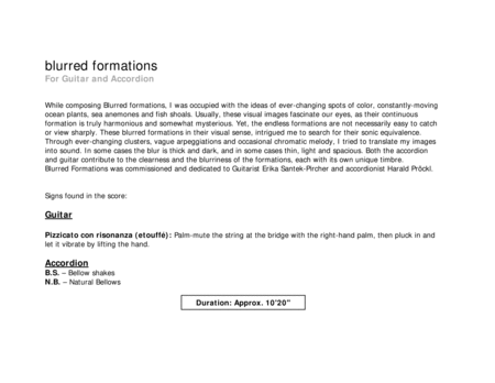 Blurred Formations For Concert Accordion And Classical Guitar Score Page 2