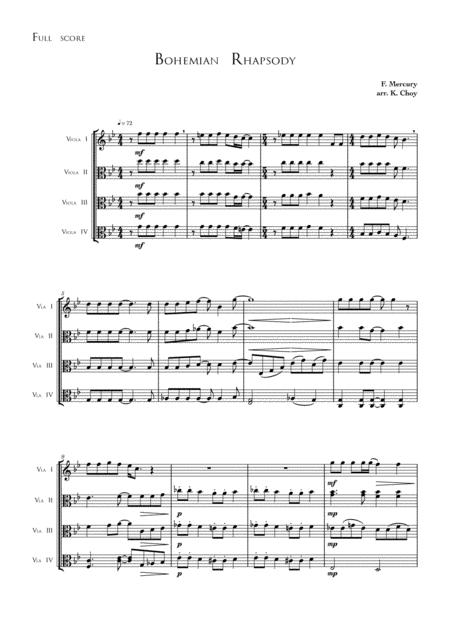 Bohemian Rhapsody Arr Viola Quartet Page 2