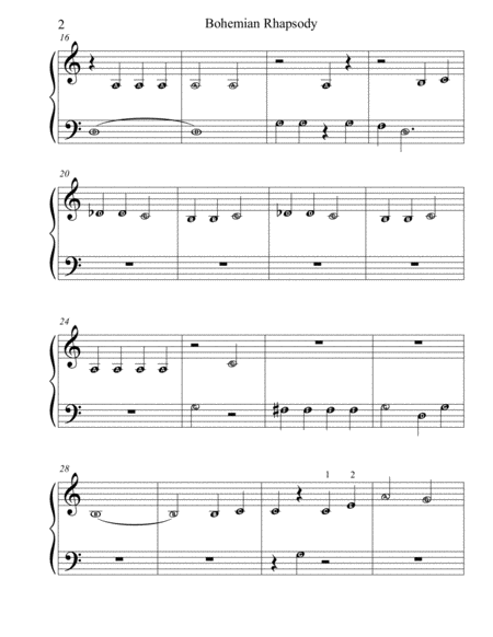 Bohemian Rhapsody Opening Themes Pre Reading Piano With Note Names Page 2