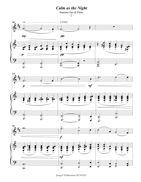 Bohm Calm As The Night For Soprano Sax Piano Page 2