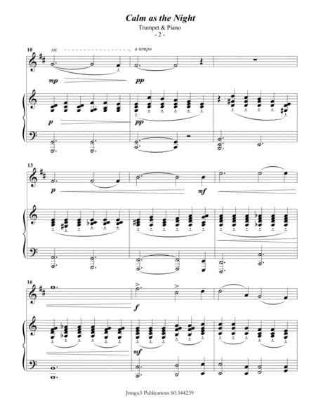 Bohm Calm As The Night For Trumpet Piano Page 2