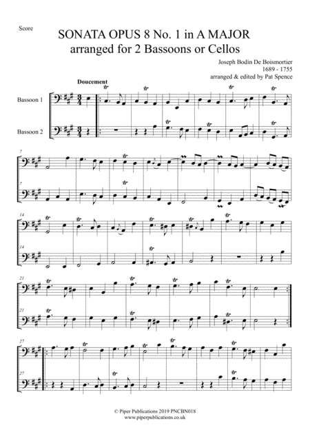 Boismortier Three Sonatas Opus 8 For 2 Bassoons Or Cellos Page 2