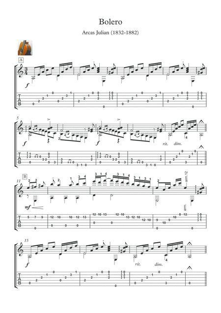Bolero By Arcas For Classical Guitar Page 2