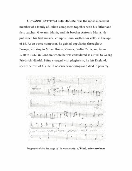 Bononcini Giovanni Pieta Mio Caro Bene Aria From The Serenata Arranged For Voice And Piano B Minor Page 2