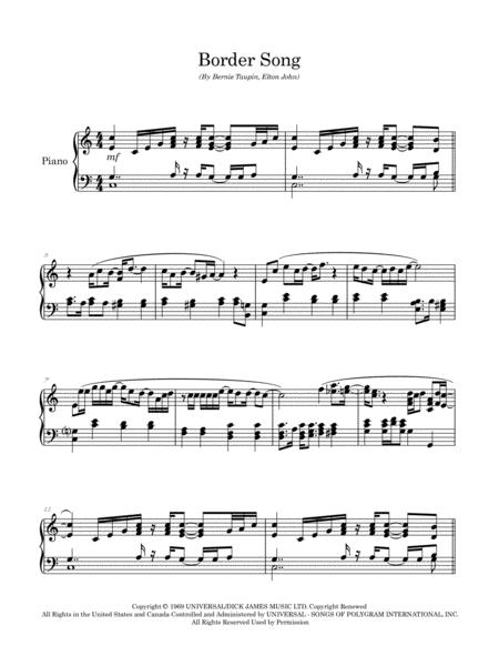 Border Song Arranged For Solo Piano Page 2