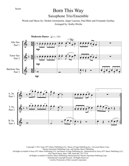 Born This Way Saxophone Trio Ensemble Page 2