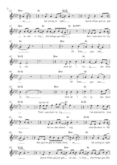 Born To Try Lead Sheet For Singalongs Page 2