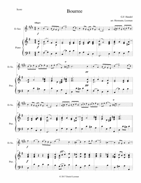Bourree For Alto Saxophone Piano Page 2