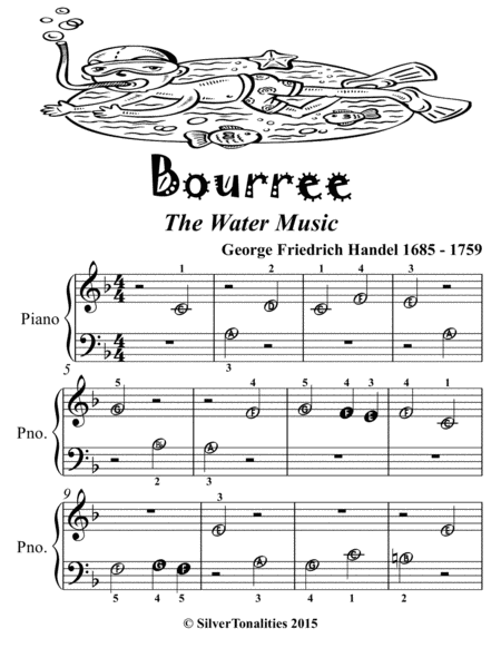 Bourree The Water Music Beginner Piano Sheet Music Tadpole Edition Page 2