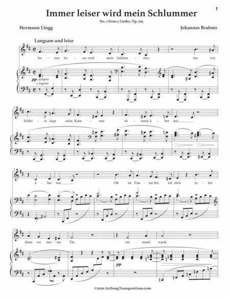 Brahms Immer Leiser Wird Mein Schlummer Op 105 No 2 Transposed To B Minor Page 2