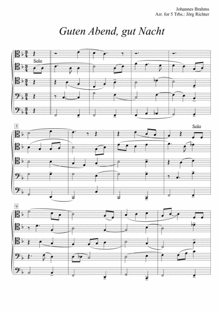 Brahms Lullaby Cradle Song For Trombone Quintet Page 2